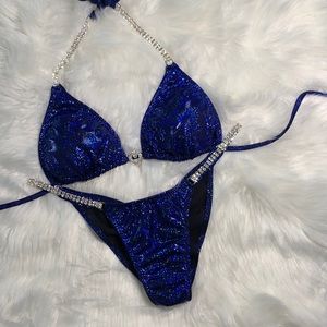 Dark blue competition simple bikini suit